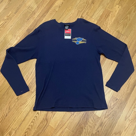 Reebok St. Louis Blues NHL Graphic Long Sleeve Waffle Knit Shirt Men's Large NWT - Picture 2 of 6